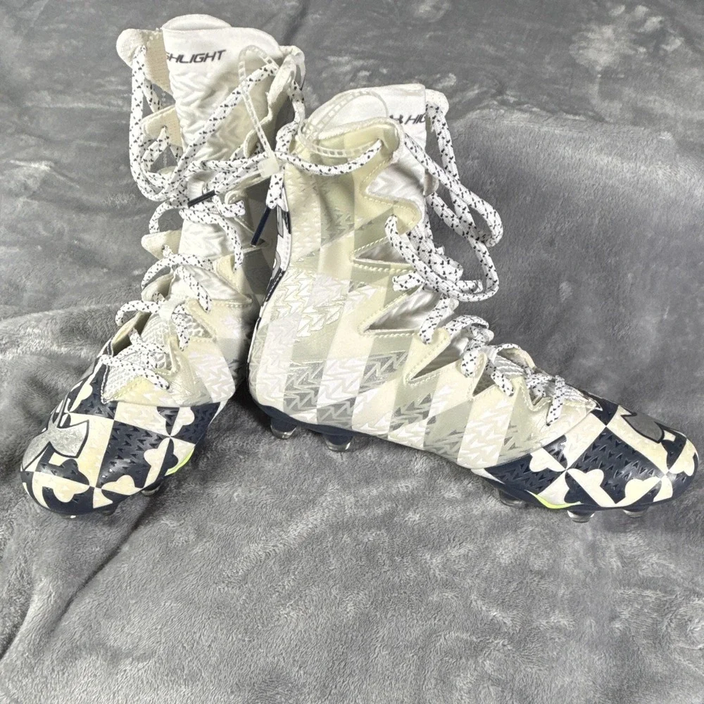 Under Armour Highlight Camo Football Cleats White Black Gray 3028376-001 Mens 9